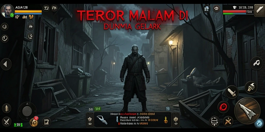 Tangkapan layar utama ASIA128 menampilkan aksi gameplay yang menegangkan dan mencekam.