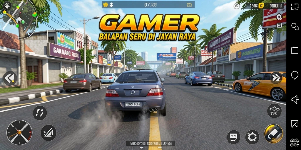 Tangkapan layar gameplay GAMERP yang menampilkan momen balap intens.