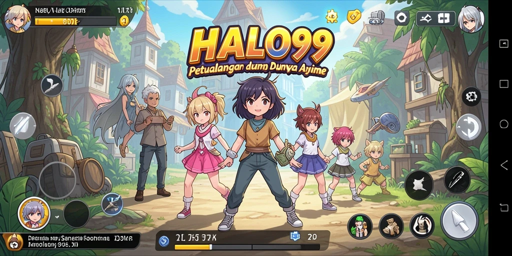 Tampilan gameplay seru dalam dunia anime yang penuh warna.