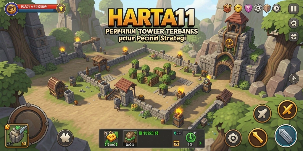 Tampilan gameplay menara pertahanan yang mendebarkan dan menarik.