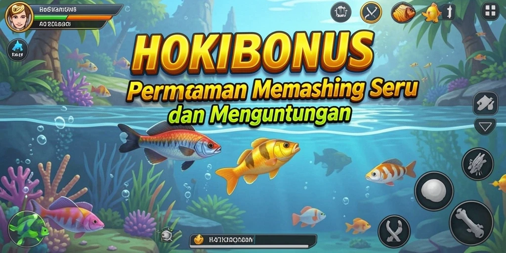 Tampilan gameplay seru HOKIBONUS saat menangkap ikan.