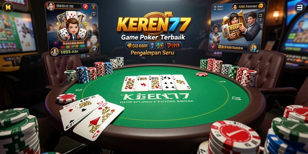 Screenshot gameplay KEREN77 yang menampilkan suasana pertandingan Poker yang seru.