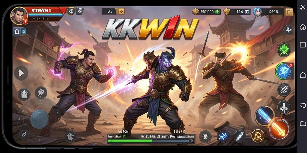 Tampilan gameplay menegangkan KKWIN yang penuh aksi.