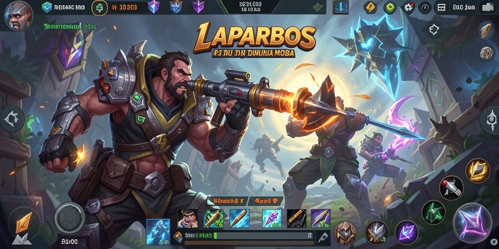 Screenshot menarik dari gameplay LAPARBOS yang penuh aksi MOBA.