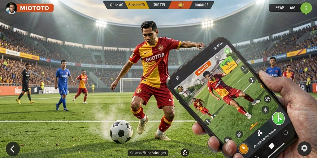 Tampilan gameplay <strong>MIOTOTO</strong> yang memukau dalam pertandingan sepak bola.