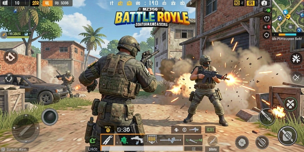Tangkapan layar MZ356 yang menunjukkan aksi mendebarkan Battle Royale.