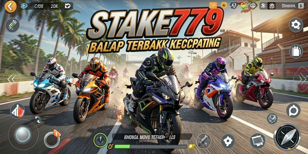 Tampilan gameplay seru dalam STAKE779 dengan balapan motor yang menegangkan.